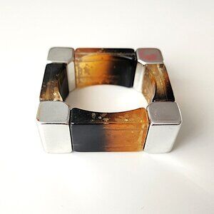 Square brown & silver bracelet